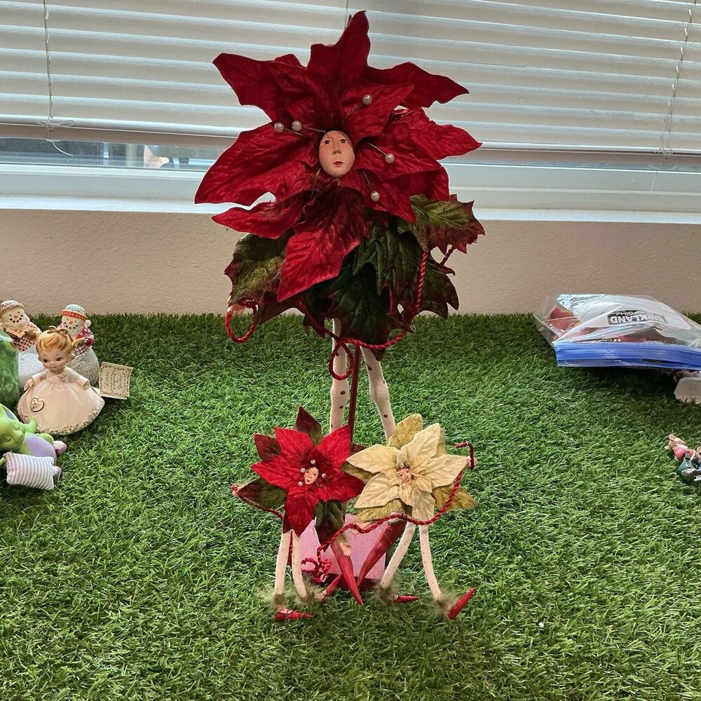 Dept 56 Patience Brewster Krinkles Poinsettia Fairy Lot of 3 Christmas
